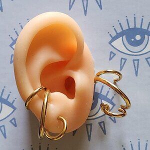 18k Gold & PVD Plated Stainless Steel Pierced Cuff Hoop Earrings.